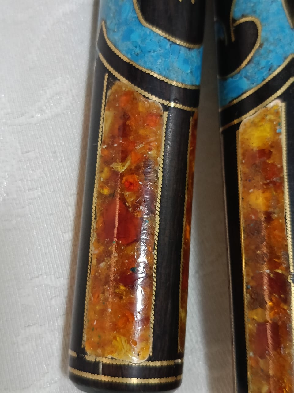 عصا نادرة تحفة مرصعة بالفيروز وكهرمان العطر