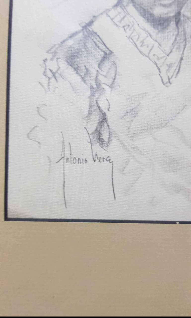Ancien tableau original signé dessin 35cm