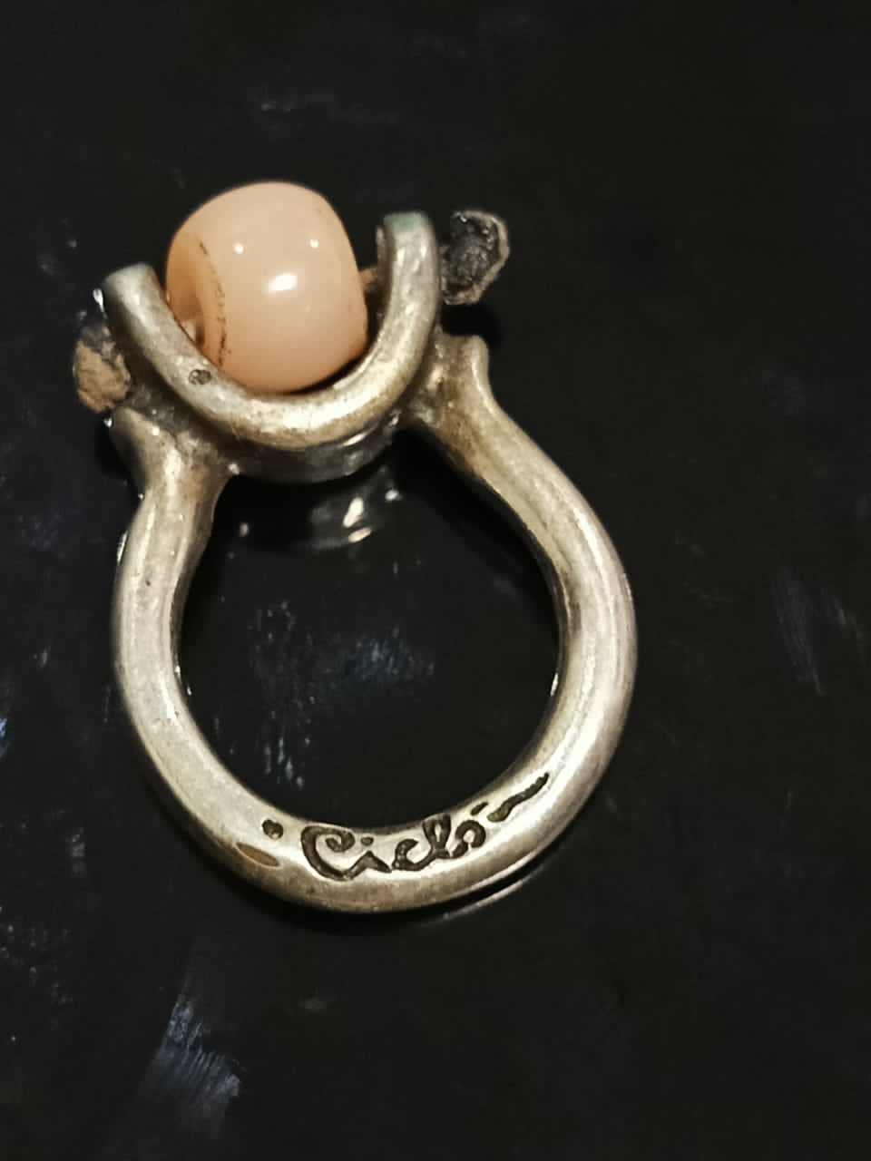 خاتم فضة بحجر عقيق وردي