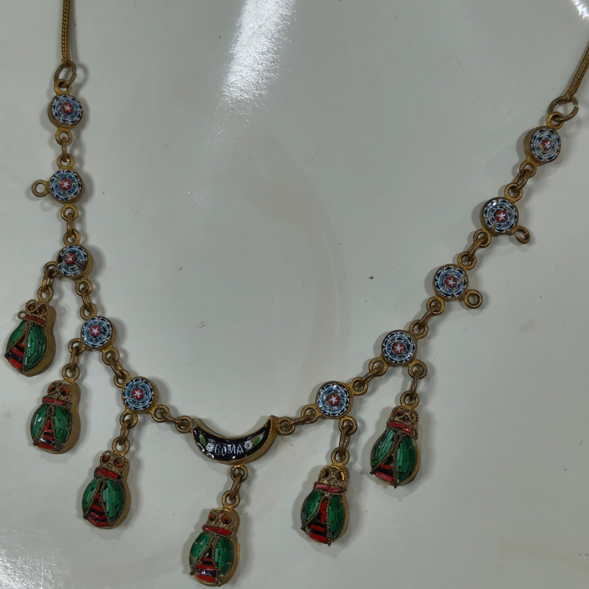 Ancien collier mosaïque 
طول مغلق 18cm