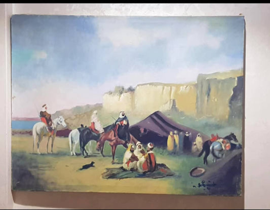 Ancien tableau original signé sur toile 65cm/55cm
