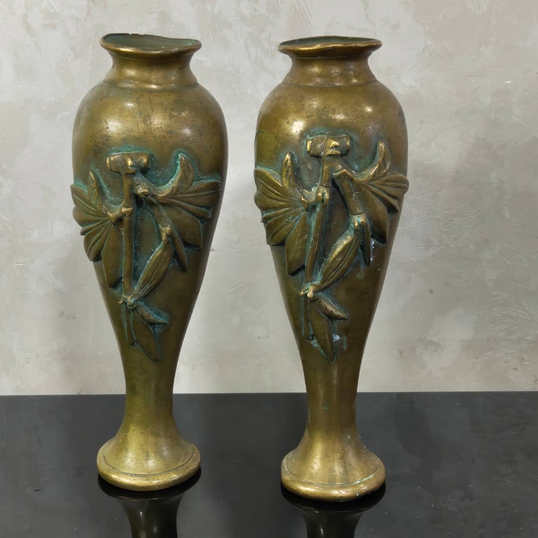 Paires vase en bronze rare 
26cm