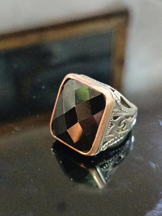 خاتم فضة بحجر أونيكس