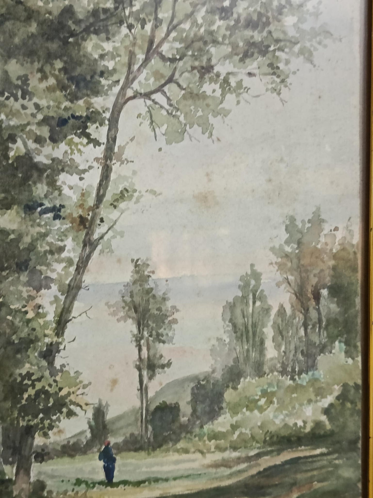 Ancien tableau original signé aquarelle  50cm/35cm