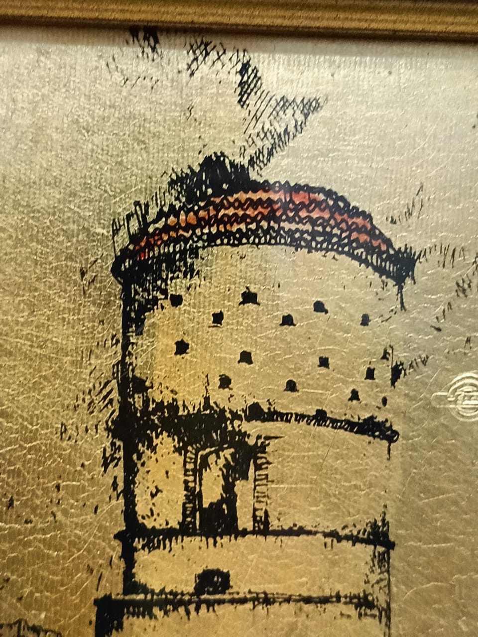 طابلو أصلي مرسوم على ورق الذهب ومختوم 18cm/13cm