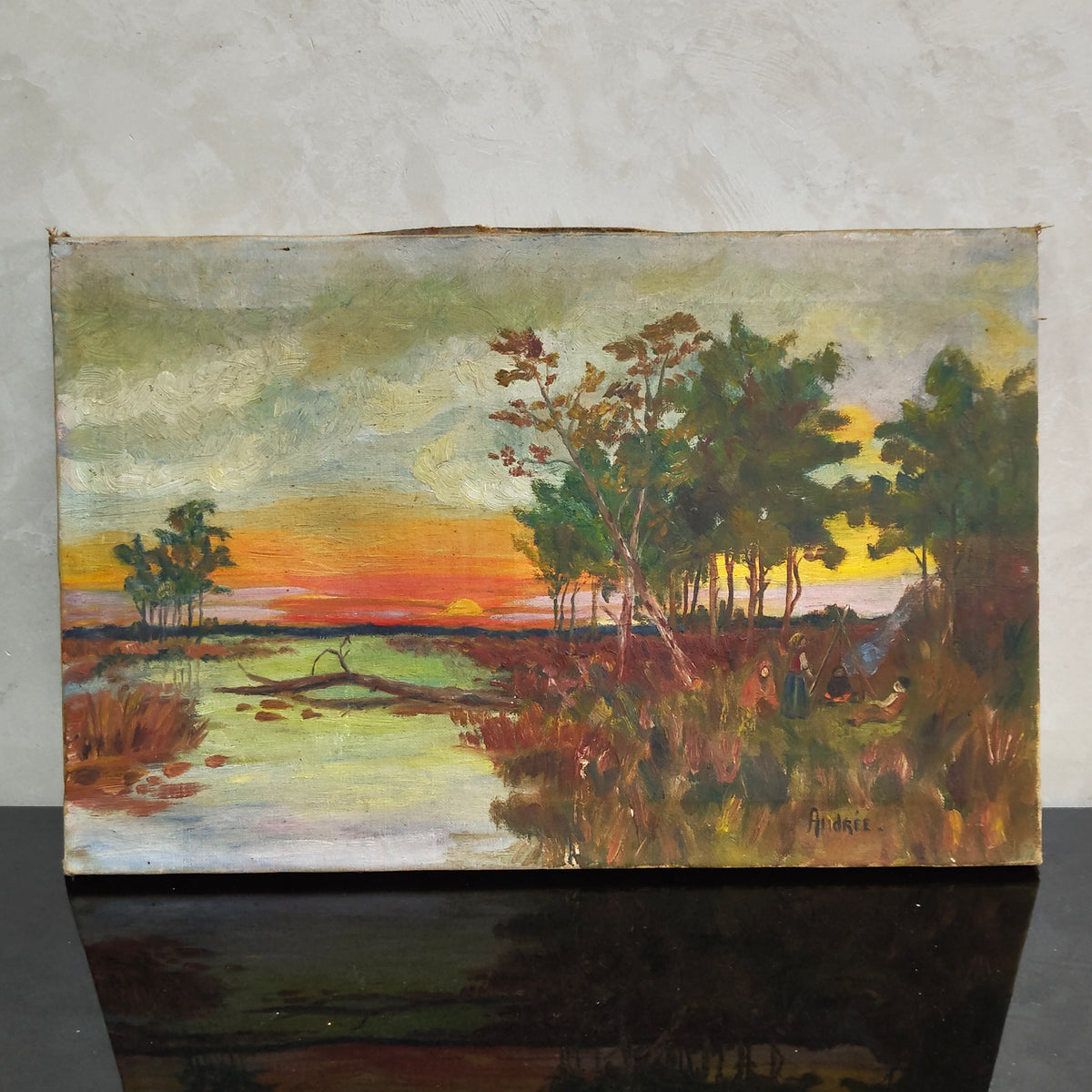 Ancien tableau original signé sur toil
46/30cm