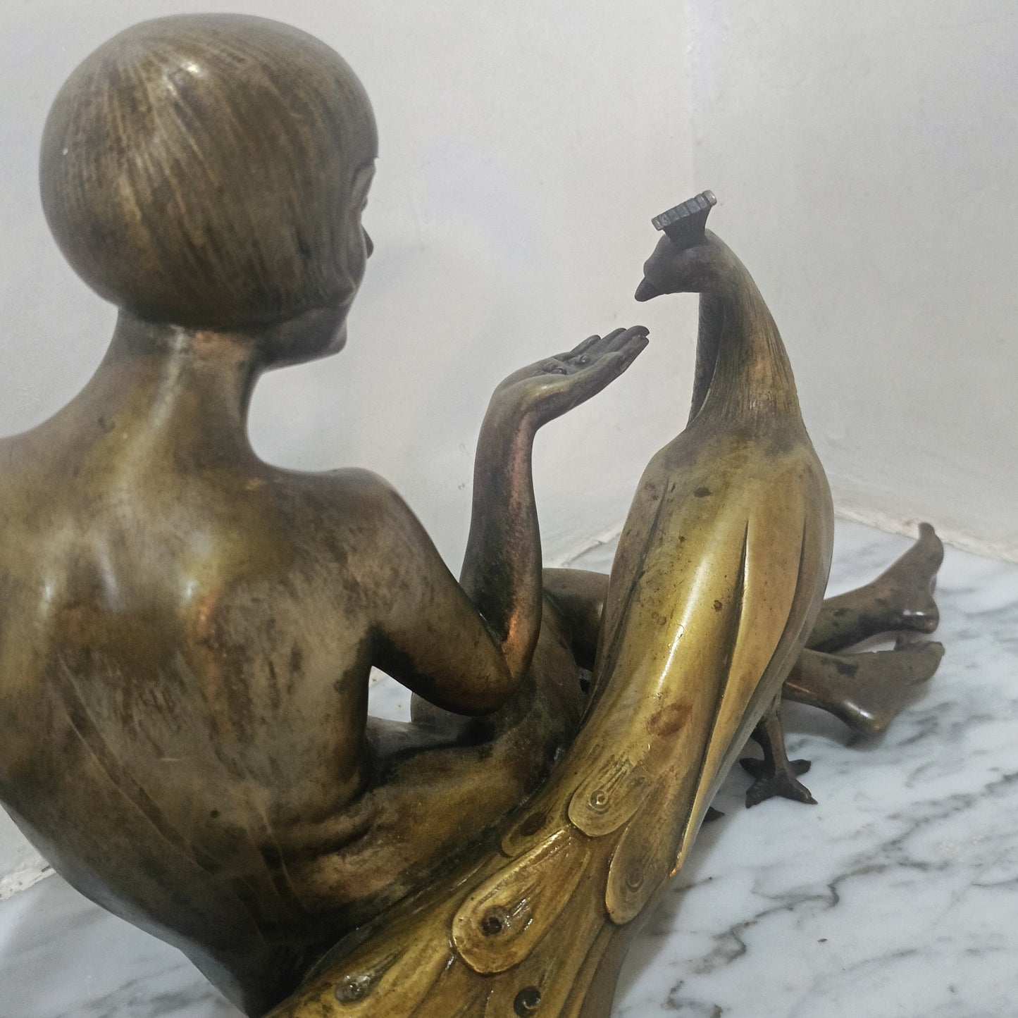 Ancien statut en bronze rare vintage original signé