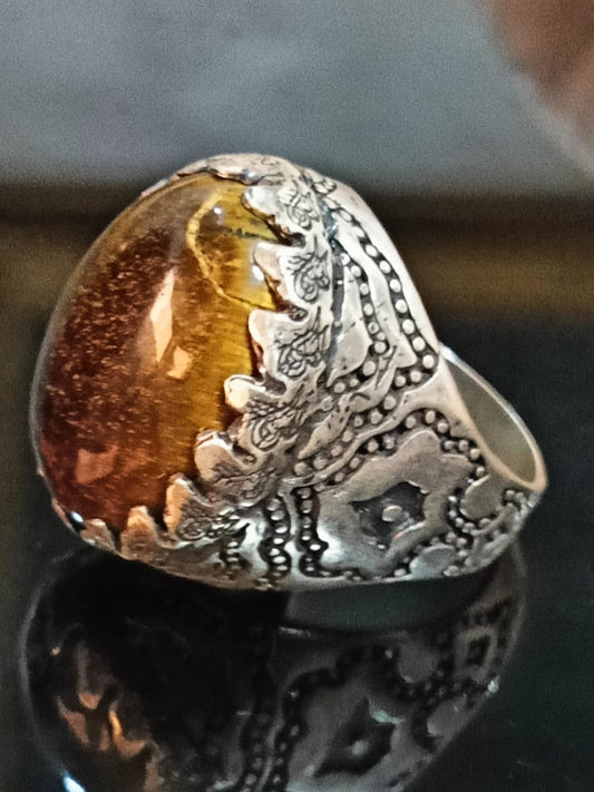 خاتم فضة بحجر طبيعي