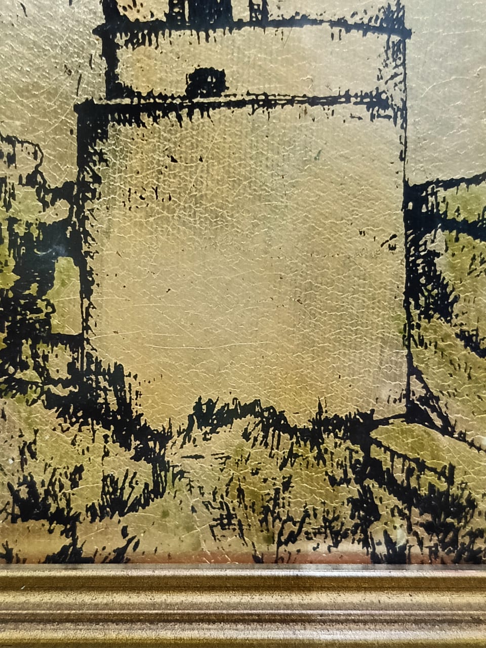 طابلو أصلي مرسوم على ورق الذهب ومختوم 18cm/13cm