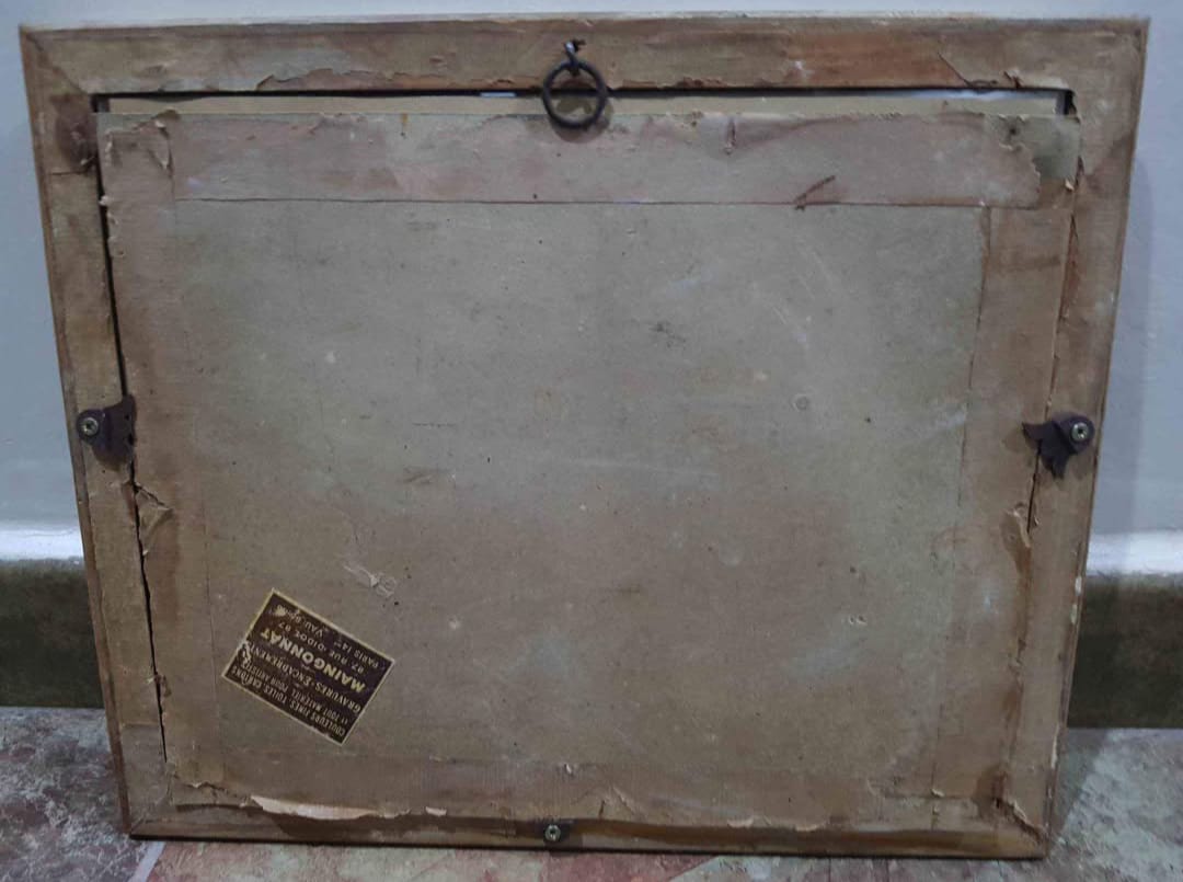Ancien tableau original signé sur carton 35c30cm