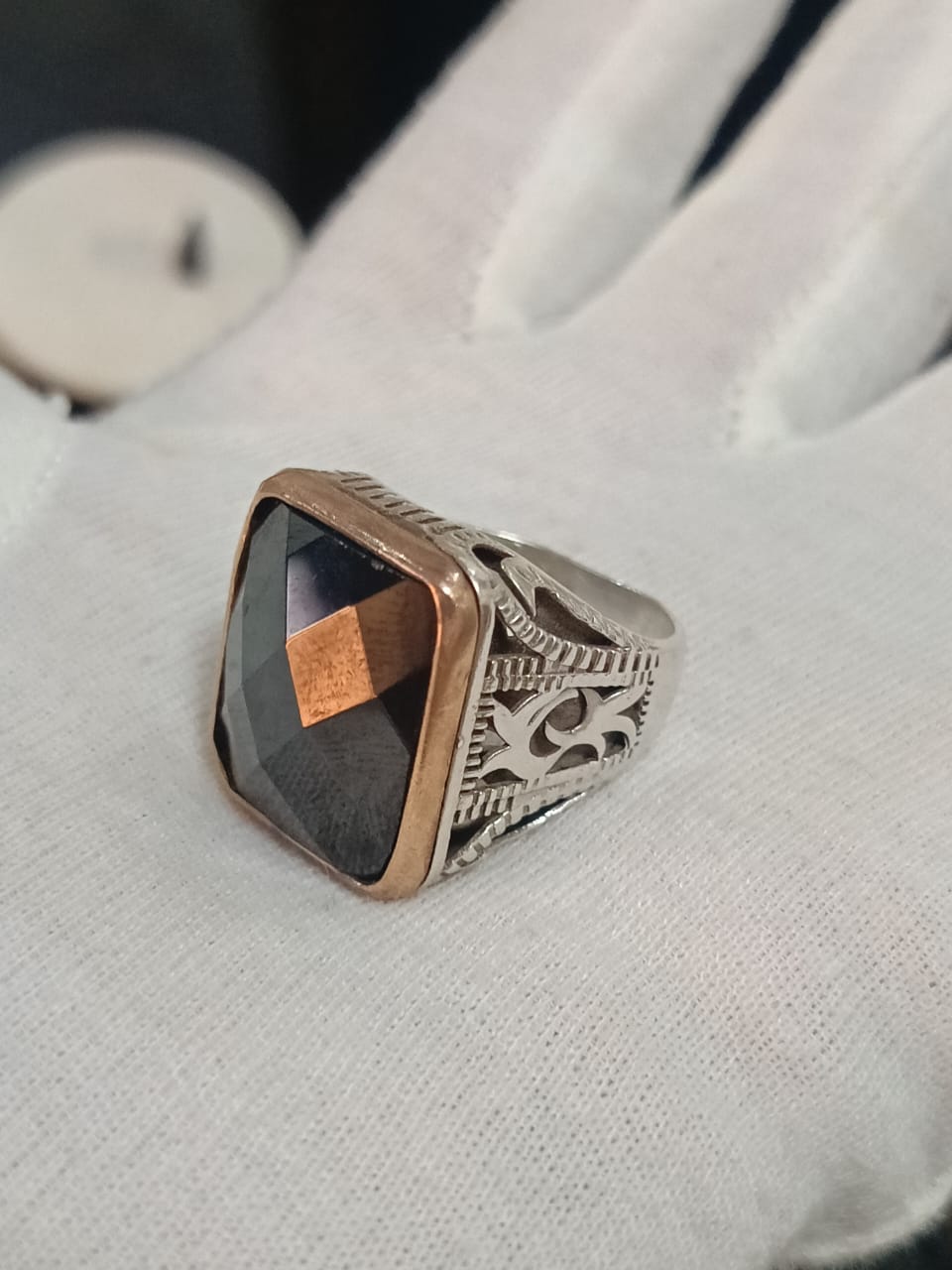 خاتم فضة بحجر أونيكس