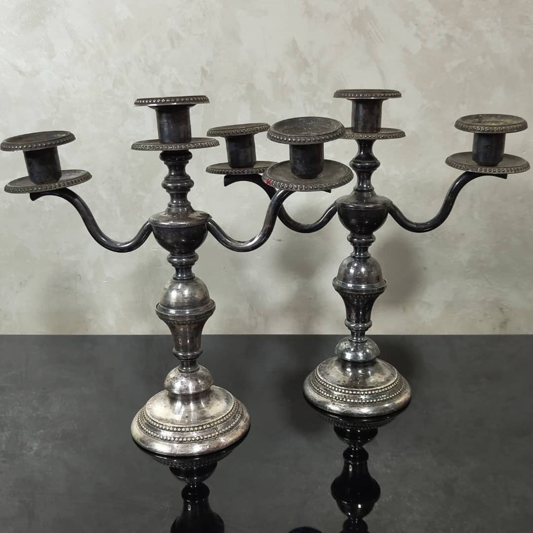 شمعدان تغليف فضة سميك تحفة 
25/25cm